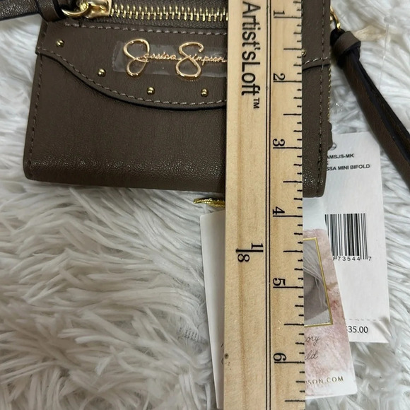 Jessica Simpson Marissa Faux Leather Fold Over Card Wallet Color Mink NWT - Picture 9 of 9